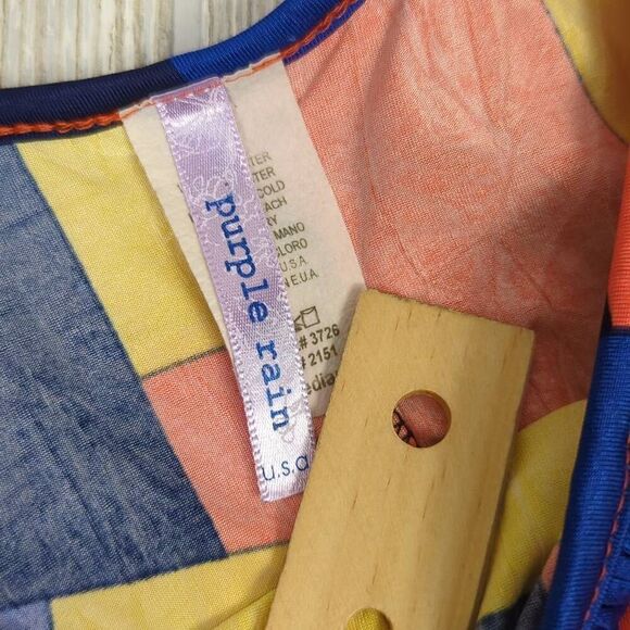 Vintage Purple Rain Womens Size Medium Cold Shoulder Dress Multicolor Geometric - Picture 8 of 10